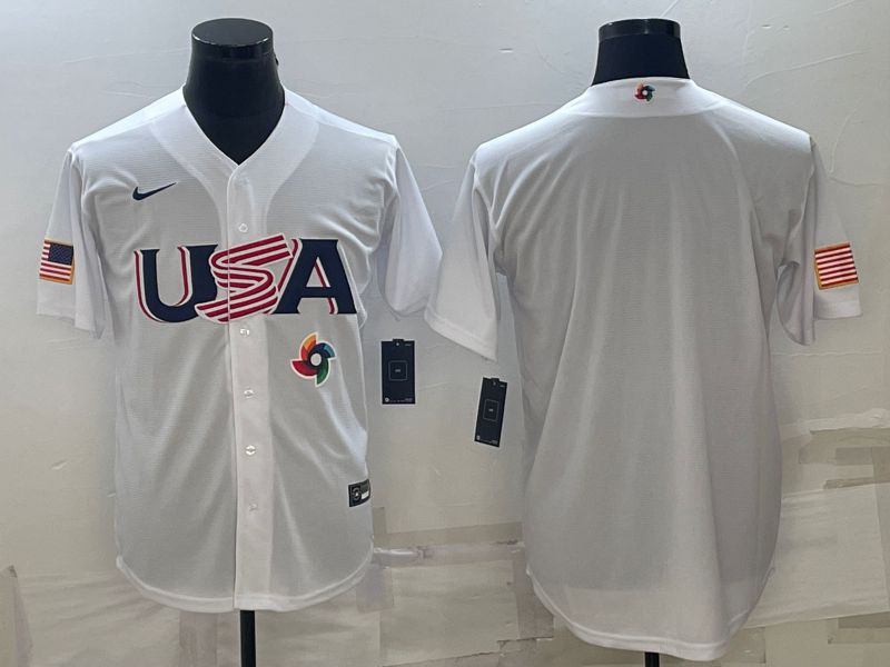 Men 2023 World Cub USA Blank White Nike MLB Jersey->more jerseys->MLB Jersey